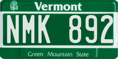 VT license plate NMK892