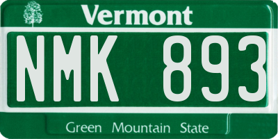 VT license plate NMK893