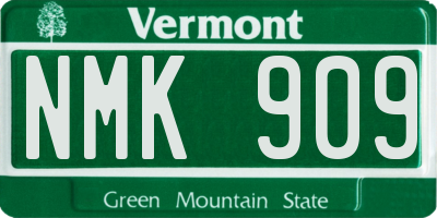 VT license plate NMK909
