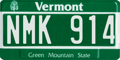 VT license plate NMK914