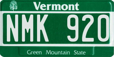 VT license plate NMK920