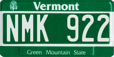 VT license plate NMK922