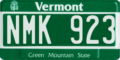 VT license plate NMK923
