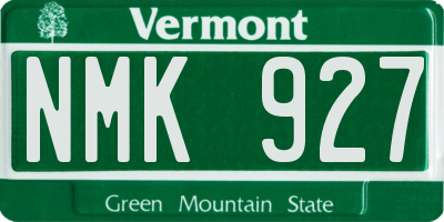 VT license plate NMK927