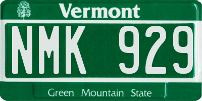 VT license plate NMK929