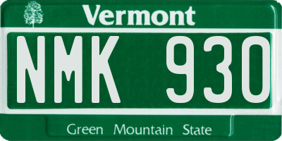 VT license plate NMK930