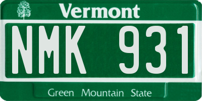 VT license plate NMK931