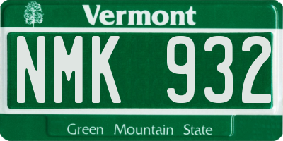 VT license plate NMK932