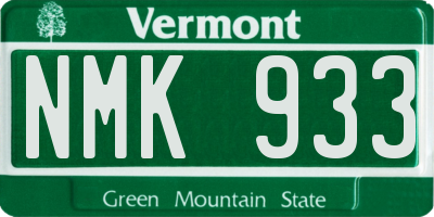 VT license plate NMK933