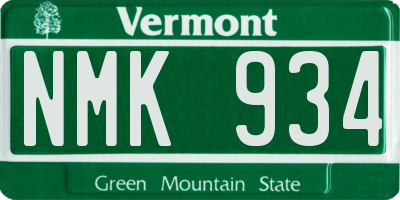 VT license plate NMK934
