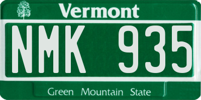 VT license plate NMK935