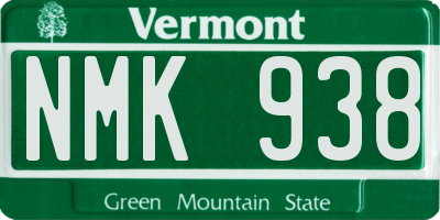 VT license plate NMK938