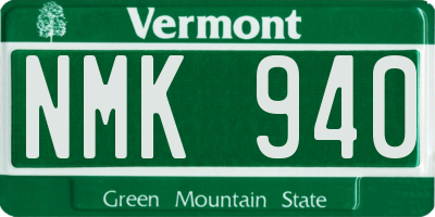VT license plate NMK940
