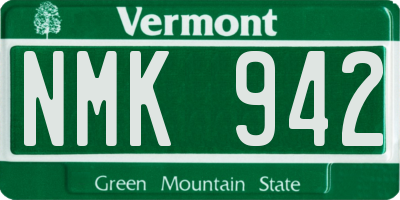 VT license plate NMK942