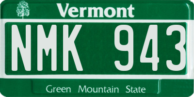 VT license plate NMK943