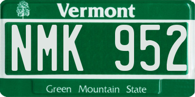 VT license plate NMK952