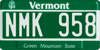 VT license plate NMK958