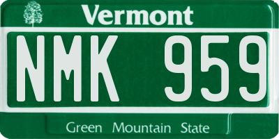 VT license plate NMK959