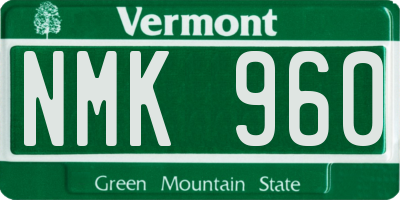 VT license plate NMK960