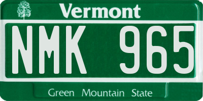 VT license plate NMK965