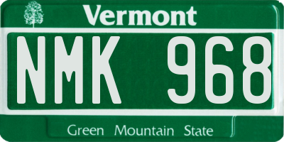 VT license plate NMK968