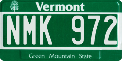 VT license plate NMK972
