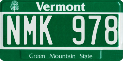 VT license plate NMK978
