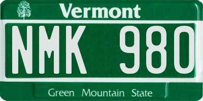 VT license plate NMK980