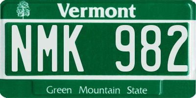 VT license plate NMK982