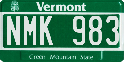 VT license plate NMK983