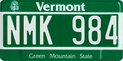 VT license plate NMK984
