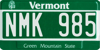 VT license plate NMK985