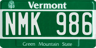 VT license plate NMK986