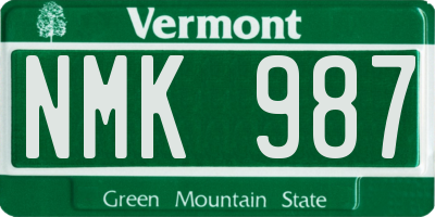 VT license plate NMK987