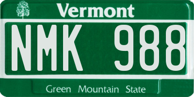 VT license plate NMK988