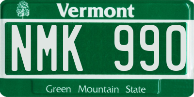 VT license plate NMK990