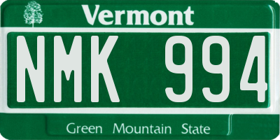 VT license plate NMK994