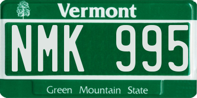 VT license plate NMK995