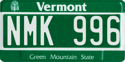 VT license plate NMK996