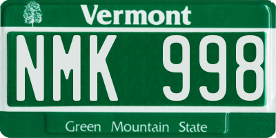 VT license plate NMK998