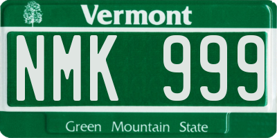 VT license plate NMK999