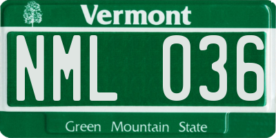 VT license plate NML036