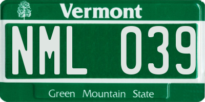 VT license plate NML039