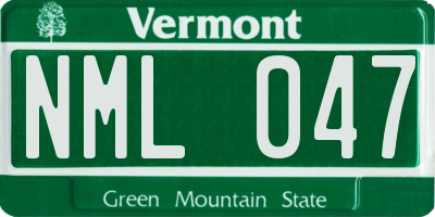 VT license plate NML047