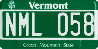 VT license plate NML058