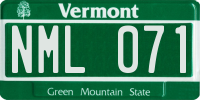 VT license plate NML071