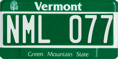 VT license plate NML077