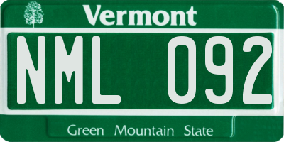 VT license plate NML092