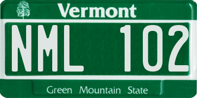 VT license plate NML102