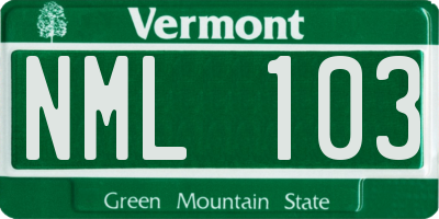 VT license plate NML103
